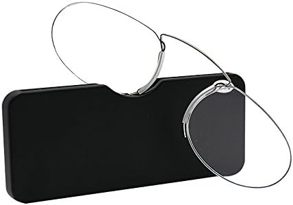 GLASSESBROS 2018 NEW Nose Rimless Reading Glasses , Ultra Lightweight Portable Emergency Wallet Reader with Case Go Everywhere (1.0 STRENGTH, Black Frame,Black Case)
