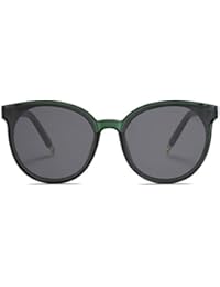 SOJOS Fashion Round Sunglasses for Women Men Oversized Vintage Shades SJ2057 with Clear Green Frame/Grey Lens