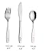 Exzact Children's Flatware Kids Silverware 18pcs/Toddler Utensils - 6 x Forks, 6 x Dinner Knives, 6 x Spoons - Dishwasher Safe - Engraved Dog Cat Bunny