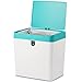 Crippa Countertop Trash Can | Mini Trash Can with Lid | 1.5 Gallon Small Trash Bin | Kitchen Countertop, Table, Bathroom, Office, Desk Trash Can | Plastic Bathroom Wastebasket | White/Turquoise