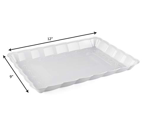 image for silver collection Rectangular White Plastic Trays, Disposable Serving 