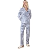 Trendyol Dark Blue Stripe Patterned Ribbed Inside Fleece Shirt-Pants Knitted Pajama Set Thmaw24Pt00050,Dark Blue S