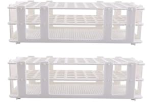 WADY 2 PCS 60 Holes Plastic Test Tube Rack, 3 Layers 16mm Hole Detachable Tube Stand Storage Stand for 16mm Dia Tubes White