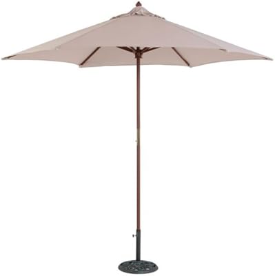 Amazon Com Tropishade 9 Ft Wood Market Umbrella With Beige Polyester Cover Patio Umbrellas Garden Outdoor