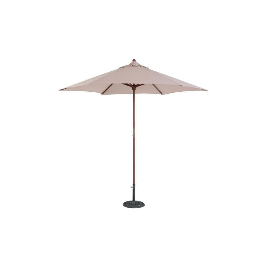 Tropishade 9 ft Teak Finish Light Wood Market Umbrella with Beige