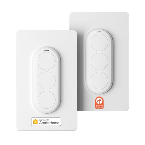 Airversa Smart HomeKit Button Controller, 3-Button Smart Switch, Works with Apple Home over Thread (Home Hub Needed), HomeKit Trigger, Apple Home Ecosystem Exclusive QliQ AC1 White-2 Packs