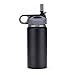 Straw Lid for Hydro Flask, NALAKUVARA Wide Mouth Black BPA-Free Sport Water Bottles Cap with 2 pcs Plastic Straws - Fits for 18oz, 32oz, 40oz & 64oz