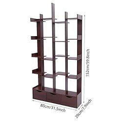 LOHISHILO 5 Tier Bookshelf Tall Bookcase Storage