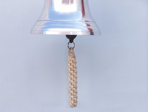 Chrome Hanging Ship's Bell 15" - Decorative Chrome Bell - Chrome Hanging Ship Bell - Nautical Decor - Nautical Wall Hanging - Decorative Bell - Chrome Bell - Nautical Bell Decoration