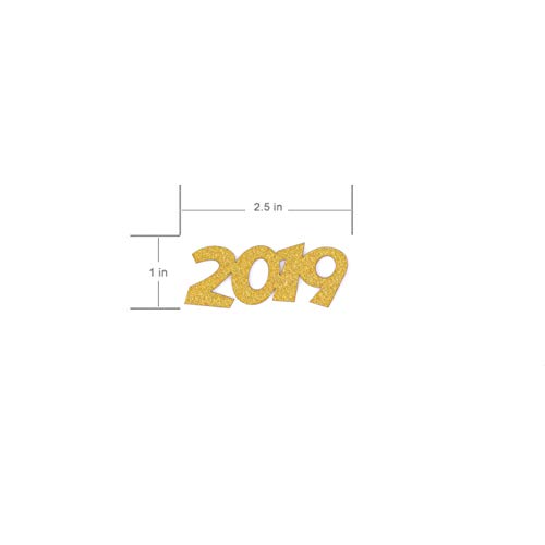 Glitter Gold 2019 Paper Confetti,Party Confetti,Suitable for New Year's Christmas Graduation Celebrations Anniversary Retirement Birthday Party Decor Pack of 50