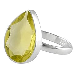 SURYAGEMS Natural Lemon Quartz Pear Faceted Stone