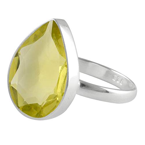 SURYAGEMS Natural Lemon Quartz Pear Faceted Stone
