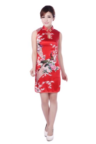 JTC Mini Qipao Cheongsam with Blossom Dress Red