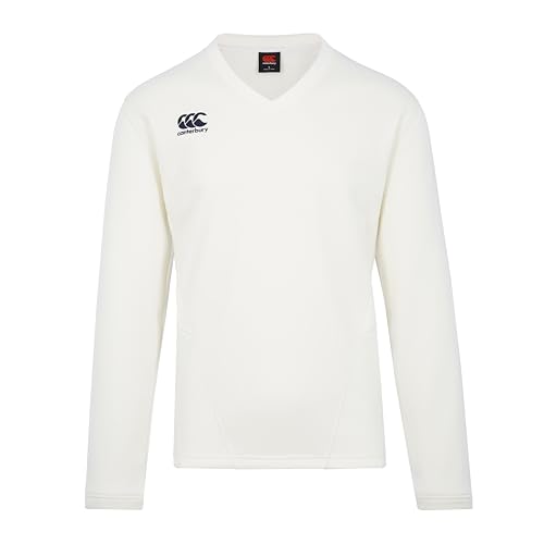 Canterbury Junior Unisex Classic Long Sleeve Cricket Overshirt | Cricket Whites Sweatshirt, Cricket Cream, 6