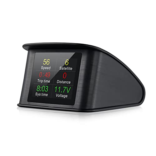 Mulcort Smart Head Up Display, 2.2 inch Universal GPS Head Up Display with Displays Speed, Altitude, Voltage, Clock and More Overspeed Alarm/Voltage Aarm at Amazon