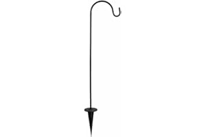 DOITOOL Outdoor Iron Shepherd Hook Garden Hanging Hook with Ground Stake, Small Solar-Powered Planter Stand