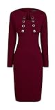 HOMEYEE Women's Sexy Fashion Long Sleeve Wear to Work Bodycon Dress B10 (Large, Carmine)