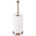 mDesign Metal Free-Standing Toilet Paper Holder with Stainless Steel Tube, Stand with Storage Roller Organizer for Bathroom Cabinet - Holds 3 Rolls Toilet Tissue - Hyde Collection - Rose Gold