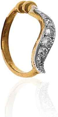 Gold Plated White Cubic Zirconia Stylish Nose Ring Without Piercing For Women & Girls (SFJ487)