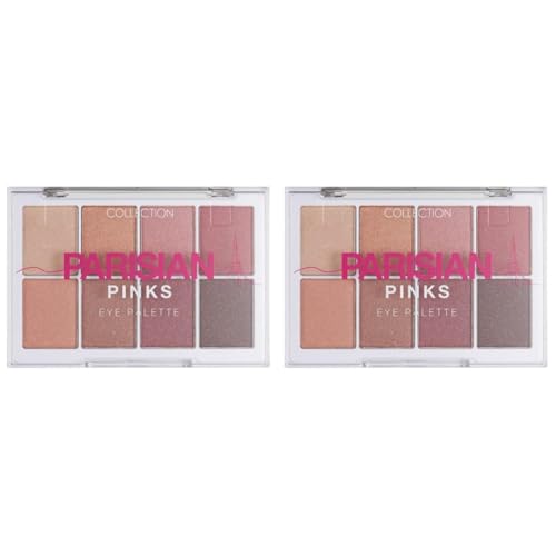 Collection Cosmetics Intensely Pigmented Colour Eye Shadow Palette with 8 Stunning Shades, Shimmering Metallic, Parisian Pinks (Pack of 2)