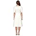 Dantiya Women's Half Sleeve Elegant Back Zipper A-Line Knee Long Dress White