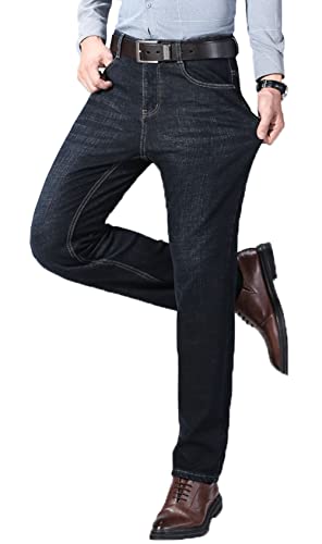 Olmecs Jeans Homme Droite Lâche Grande Taille Business Stretch Pantalon Décontracté Noir 34