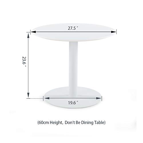 Sunon D27.5'' x H23.6'' Round White Cafe Table with White Pedestal Base Small Round Table for Pub/Conference/Living Room (Moon White)
