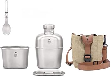 Amazon Keith 1100ml 700ml チタン 兵式飯ごう キャンティーン メスキット やかん アウトドアコップ キャンピングボトル カバー付 Keith コッへル クッカーセット