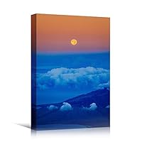 Canvas Wall Art Mountain Sunset Coastal Orange Photography Relax/Calm Romantics Sunset Warm - 12x18 inches