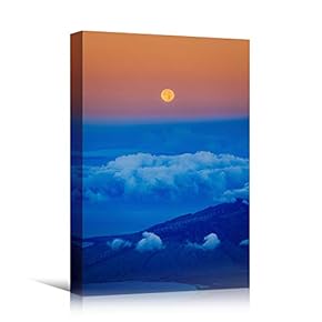 signwin Canvas Wall Art Mountain Sunset Coastal Orange...