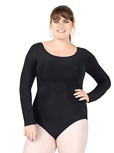Theatricals Womens Plus Knit Boat Neck Leotards & Unitards Black 1X - Thumbnail 4