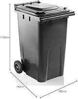 Storm Trading Group 240 Litre Outdoor Wheelie Bin Grey/Black with Wheels view 8