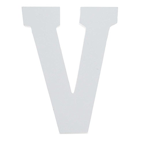 6" Classic Font White Color Wooden Letter V