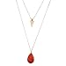 LUX ACCESSORIES Gold Tone Boho Faux Red Howlite Stone Teardrop Layered Necklace