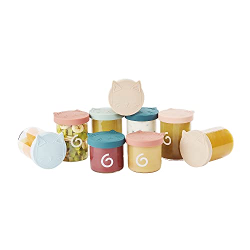 Babymoov ISY BOWLS - set of 6 x 250ml + 3 x 120ml Superior Glass Baby Food Storage Containers | Small Glass Jars with Airtight Lids