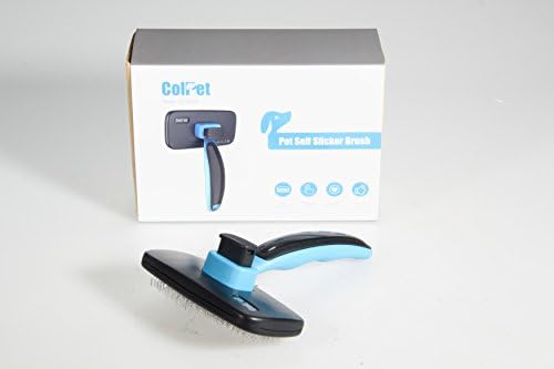 Slicker Brush for Pets-ColPet pet Grooming Dematting Brush with Ergonomic Non-Slip Handle Easily Removes Mats and  Tangles from Pet's coat Perfect for Short, Medium &amp; Long Haired Pet, Blue