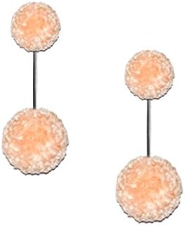 Tuleste Yarn Double Pom Pom Earrings // Light Peach