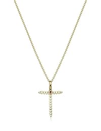 Roberto Coin "Tiny Treasures Diamond 18 K plateado collar con colgante de cruz (1 10cttw, color G-H, SI1 claridad)