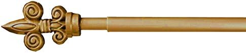 Adjustable Hanging Metal Cafe Rod, Matte Finish, Fleur Finial, Extendable. Best Lightweight Rod For any kind of Curtains, Tapestries, Paintings, Etc.