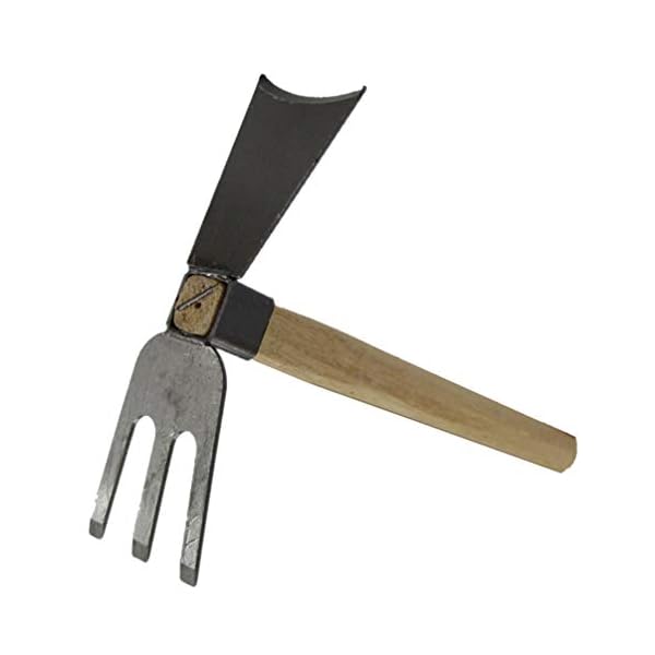 Cabilock Gartenhacke Kleinhacke Doppelkopf Hacken Stahl Spatengabel mit Holzgriff Grabegabel zum Umgraben und Auflockern… – Bild 3