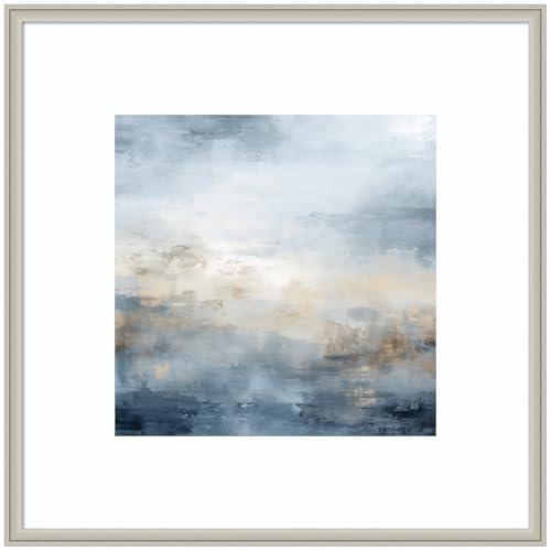Kate and Laurel Framed Wall Art Print Tonal Abstract Oceanic Nautical Serenity…