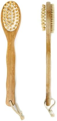 Bath Bamboo Body Brush for Back Scrubber Long Handle - Excellent for Exfoliating Skin and Cellulite