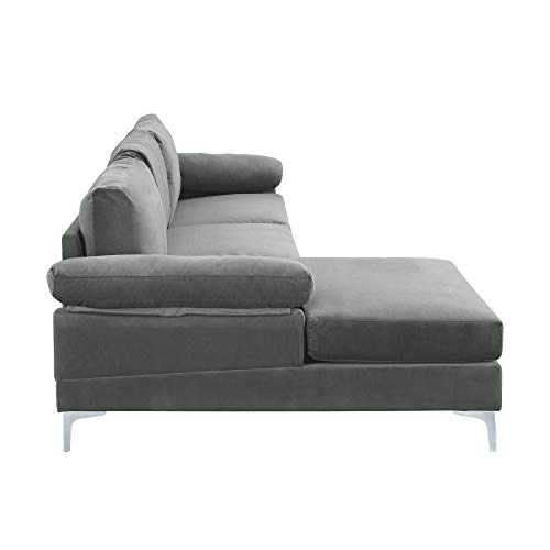 Casa Andrea Milano llc Modern Large Velvet Fabric Sectional Sofa, L