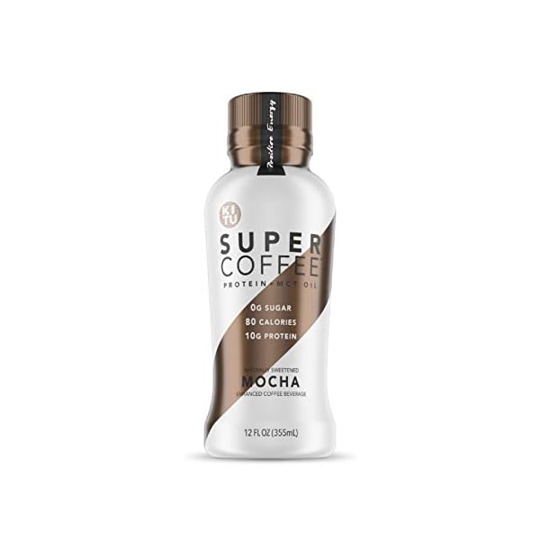 KITU SUPER COFFEE, Keto Protein Coffee (0g Added Sugar, 10g Protein, 70 Calories) [Mocha] 12 Fl Oz, 12 Pack | Iced Smart Coffee Drinks