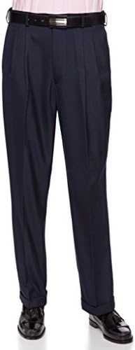 GIOVANNI UOMO Mens Pleated Front Dress Pants with Hidden Expandable Waist