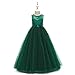 Glamulice Dark Green Flower Girls Dress Prom Wedding Bridesmaid Lace Dresses Elegant Birthday Pageant Party Gown Christmas Holiday Evening Formal Princess Dance Ball Gown Photo Shoot Emerald Green 10