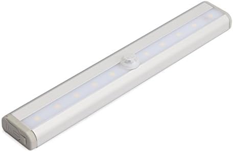 Lowmany 10-Led Portable Wireless Stick-on Anywhere Night Light Motion Sensing Light Bar with Magnetic Strip Under Cabinet Lighting, Battery Operated, Warm White Light, 3 Packs