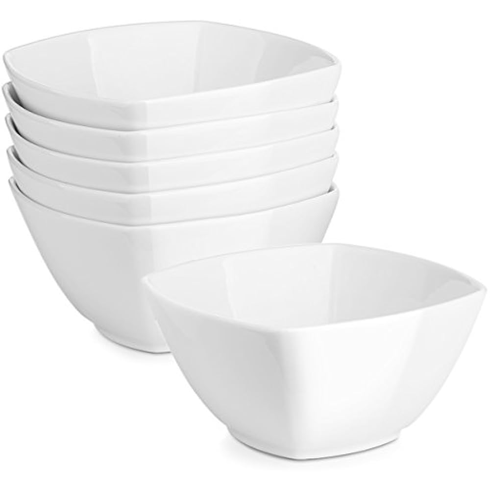 27 Cereal Bowls Ounces Porcelain Square Bowls, Set Of 6, White eBay