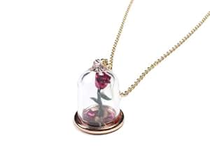 Amazon.com: Disney Beauty And The Beast Rose Glass Pendant ...