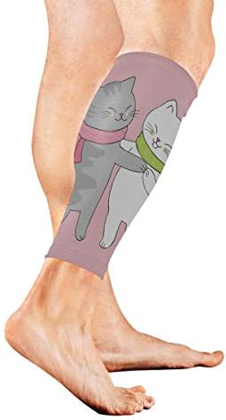 Leg Sleeve Black Cat and White Dancing Pink Compression Socks Support Non Slip Calf Sleeves Pads - Improve Circulation for Shin Splint, Calf Pain Recovery, Running, Cycling, Travel, 1 Pair